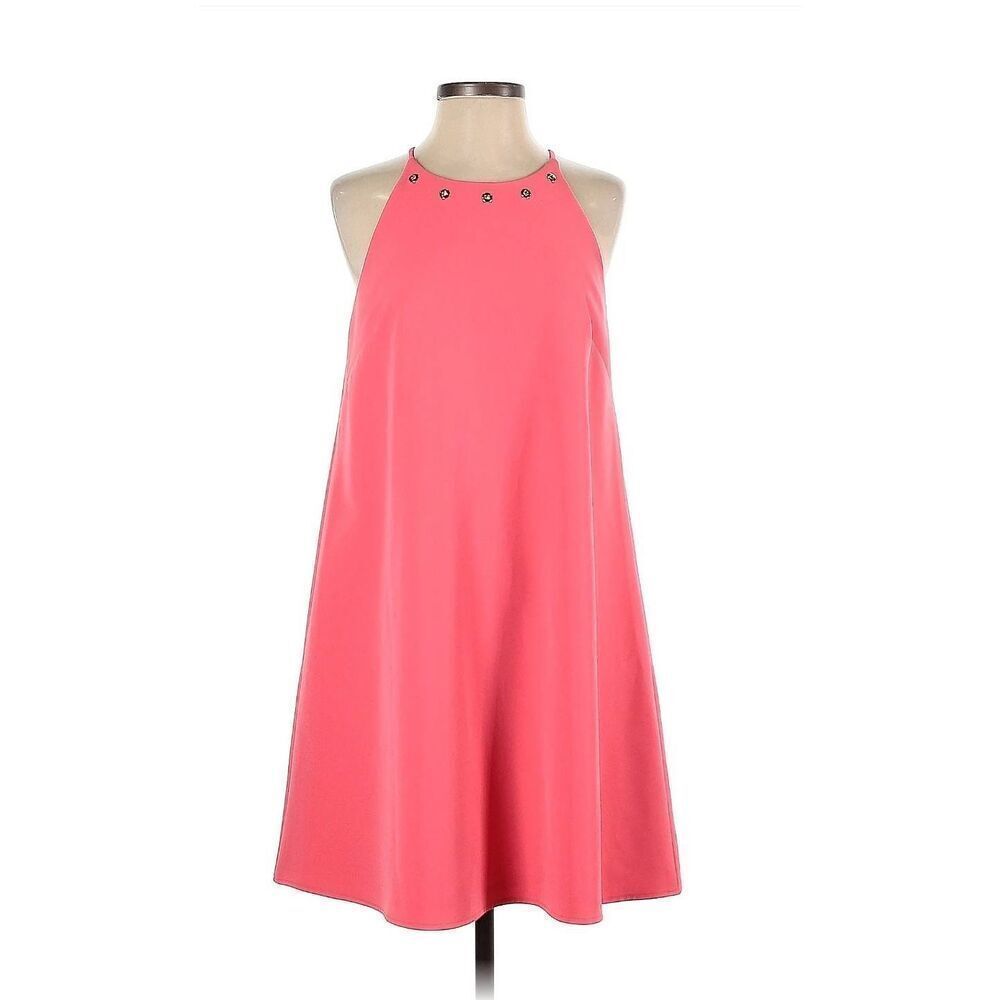 White House Black Market Pink Halter Grommet Mini Swing Dress Size 12